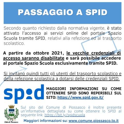  Servizio di refezione e trasporto: SPID obbligatorio dall'1 ottobre